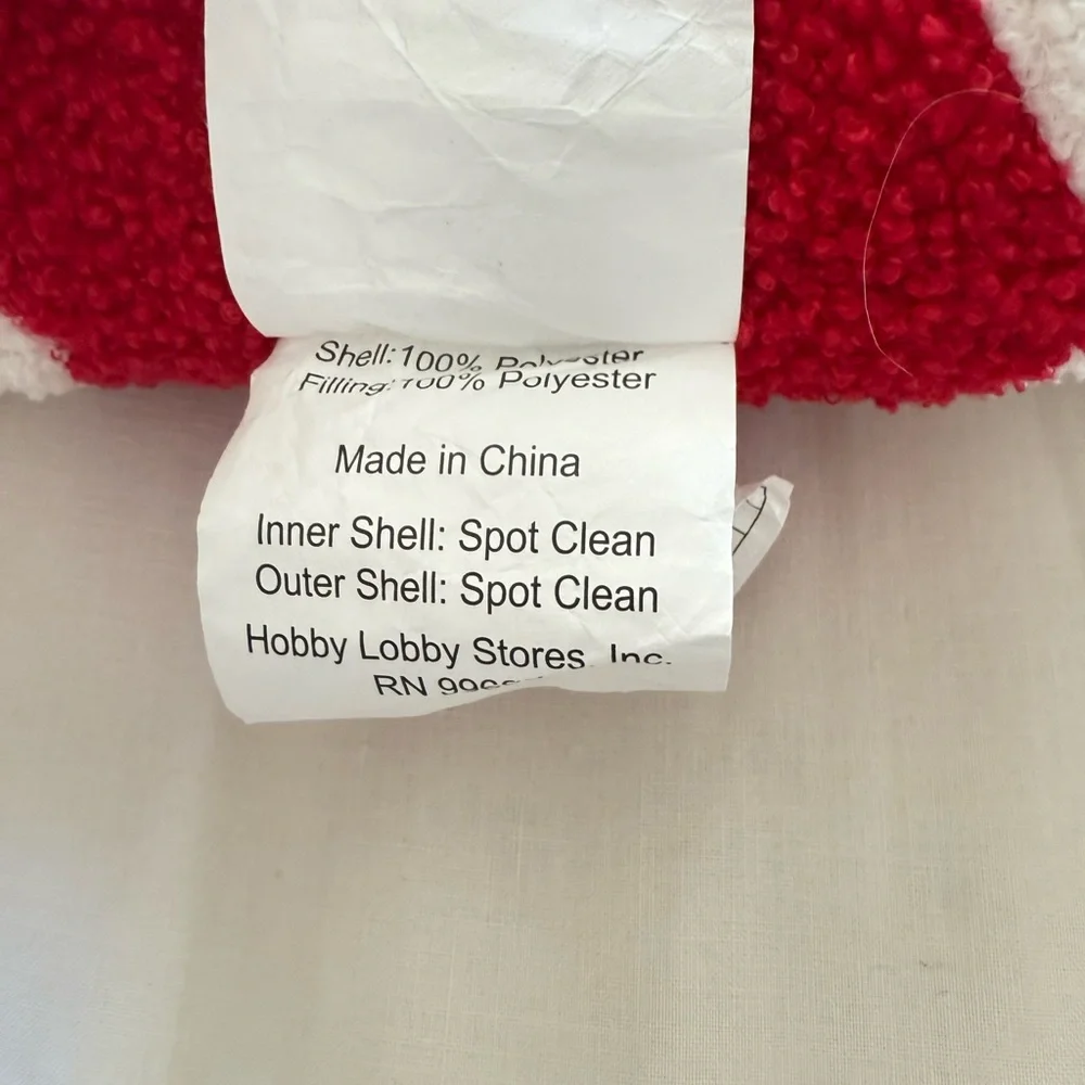 Red and White Candy Cane Plush Christmas holiday pillow Sherpa
